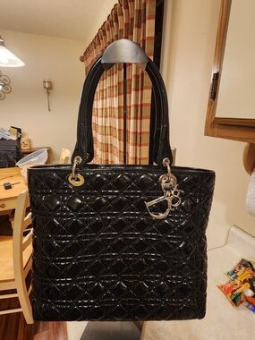 Christian Dior Patent Cannage Large Dior Soft Shopping Tote 